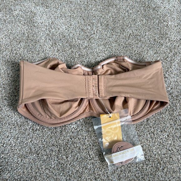 DELIMIRA underwire strapless minimizer bra 36DD Natural NWT Nude Tan - Picture 3 of 8